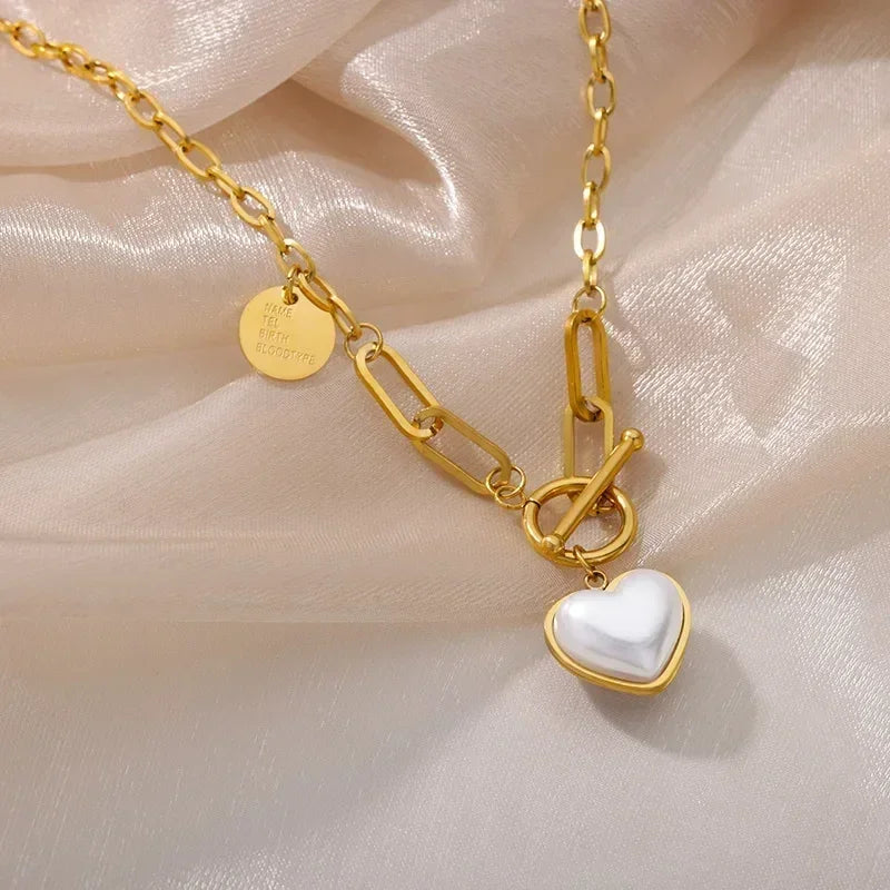 Collier multicouche cœur en acier inoxydable 316L pour femmes et filles, gothique, couleur or, chaîne de clavicule, pendentif ras du cou, cadeau d'anniversaire