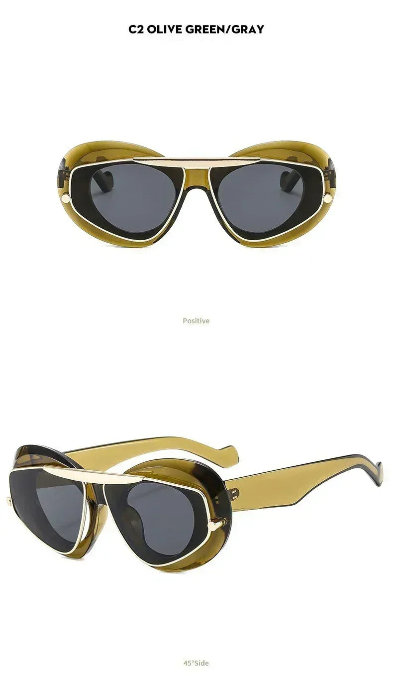 Nouvelles lunettes de soleil tendance Y2K à grande monture, verres œil de chat, style rétro, personnalité, anti-UV