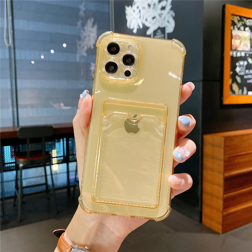 Étui transparent porte-cartes pour iPhone 13 11 12 14 Pro Max Mini Coque souple antichoc transparente avec porte-cartes Étui de téléphone transparent avec porte-cartes Coque fine de protection souple antichoc avec porte-cartes