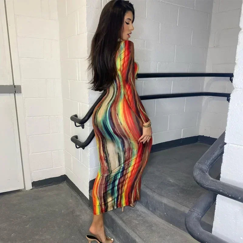 Robes de printemps et d'été pour femmes, imprimées, sans bretelles, bandage, moulantes, sexy, longue robe, nouvelle mode 2023, fête MsChuh