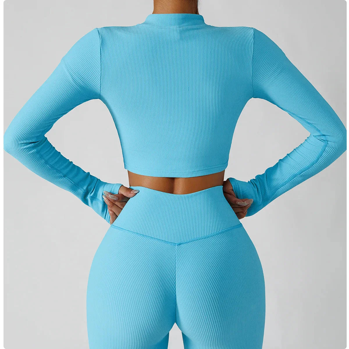 Ensemble de yoga sans coutures 3 pièces – Veste, soutien-gorge et leggings