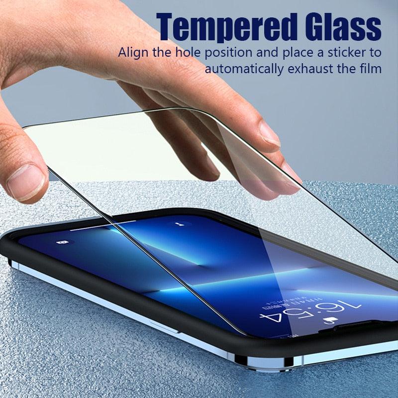 4 Films Protecteur d'écran pour iPhone 14 13 12 11 Pro Max Mini Verre Trempé pour iPhone 7 8 6 6S Plus X XR Xs Max SE 2020 Verre Monobloc Avant Anti-rayures en Verre Trempé