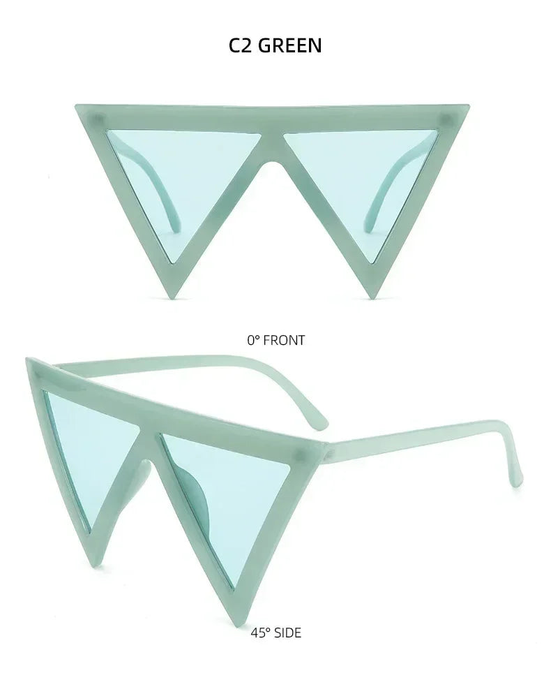Lunettes de soleil triangulaires surdimensionnées de style punk pour femmes, grande monture 2025, marque de luxe, coupe-vent, protection UV400, pour dames