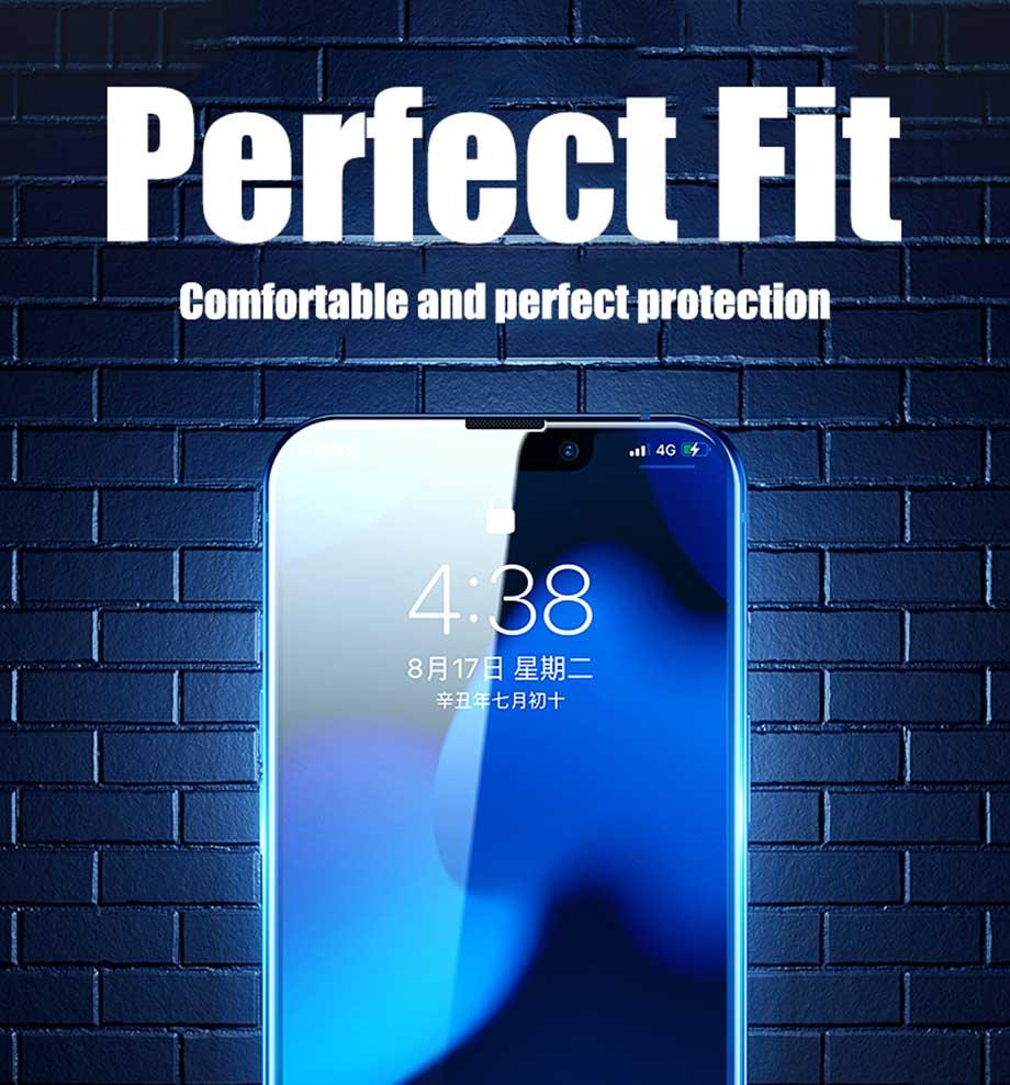 Verre trempé de protection d'écran à couverture complète 4 pièces pour iPhone 11 12 13 14 Pro Max, protecteur d'écran pour iPhone 6 7 8 Plus X Xr Xs Max, Film en verre trempé de protection bord à bord, compatible avec les coques.