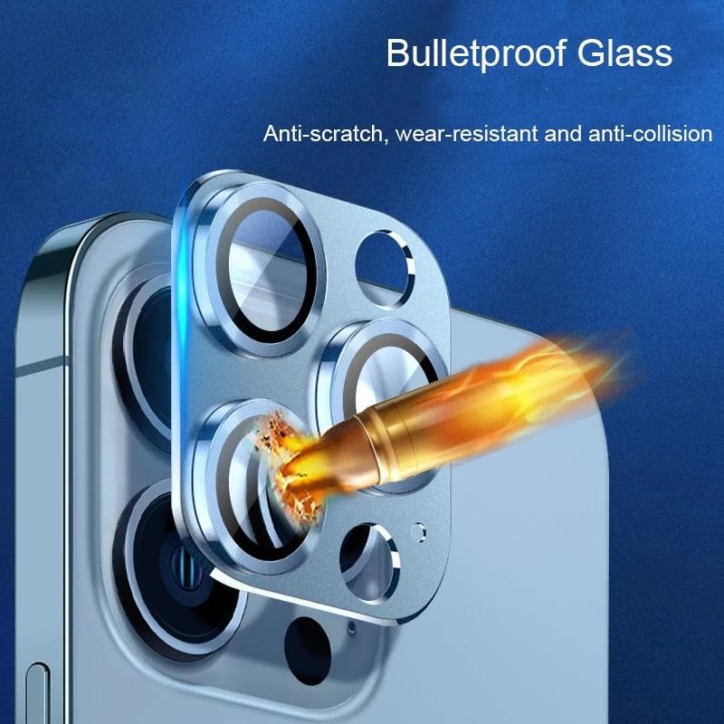 Protecteur d'objectif d'appareil photo pour iPhone 14 13 12 Pro Max 13Mini Verre trempé pour iPhone 11 13 14 Pro 14Plus Protecteur d'appareil photo en métal Film protecteur d'objectif d'appareil photo