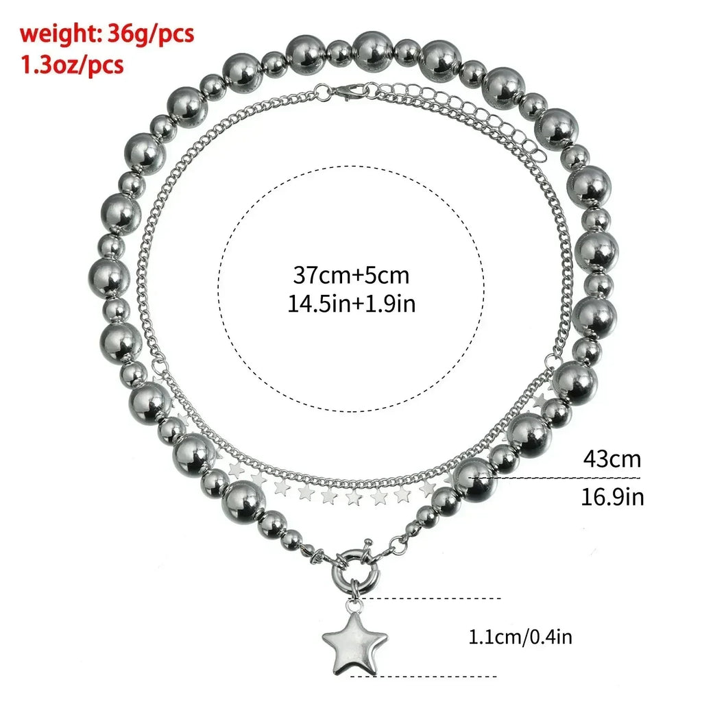 Collier Cœur Perlé Tendance pour Femmes Style Bohème Élégant Chaîne en Cristal Irrégulier Ras du Cou Y2K Exquis Cadeau de Fête Bijoux Accessoires