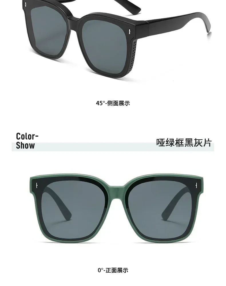 Lunettes de soleil polarisées Fashion Square à clipser pour lunettes de vue, portables, pour hommes et femmes, vintage, pour la pêche et la conduite
