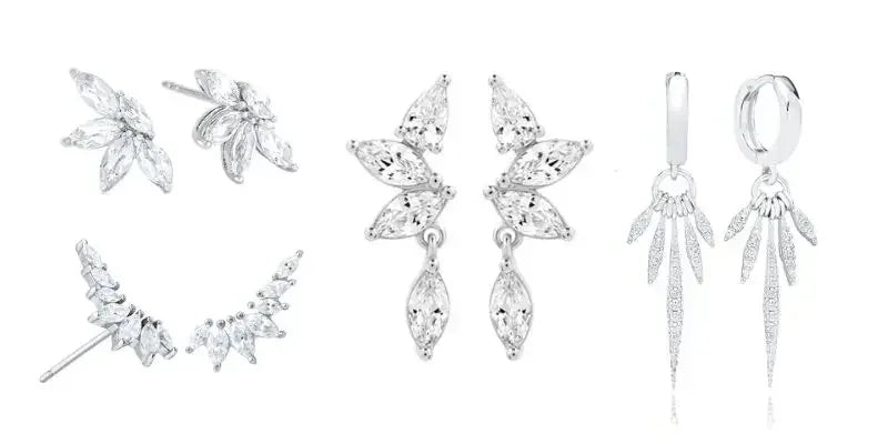Boucles d'oreilles créoles tendance en argent sterling 925 avec aiguille d'oreille en cristal blanc de luxe pour femme, cadeau de bijoux de mariage