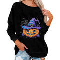 🎃 T-shirt à manches longues imprimé citrouille vintage – T-shirt graphique Halloween Harajuku