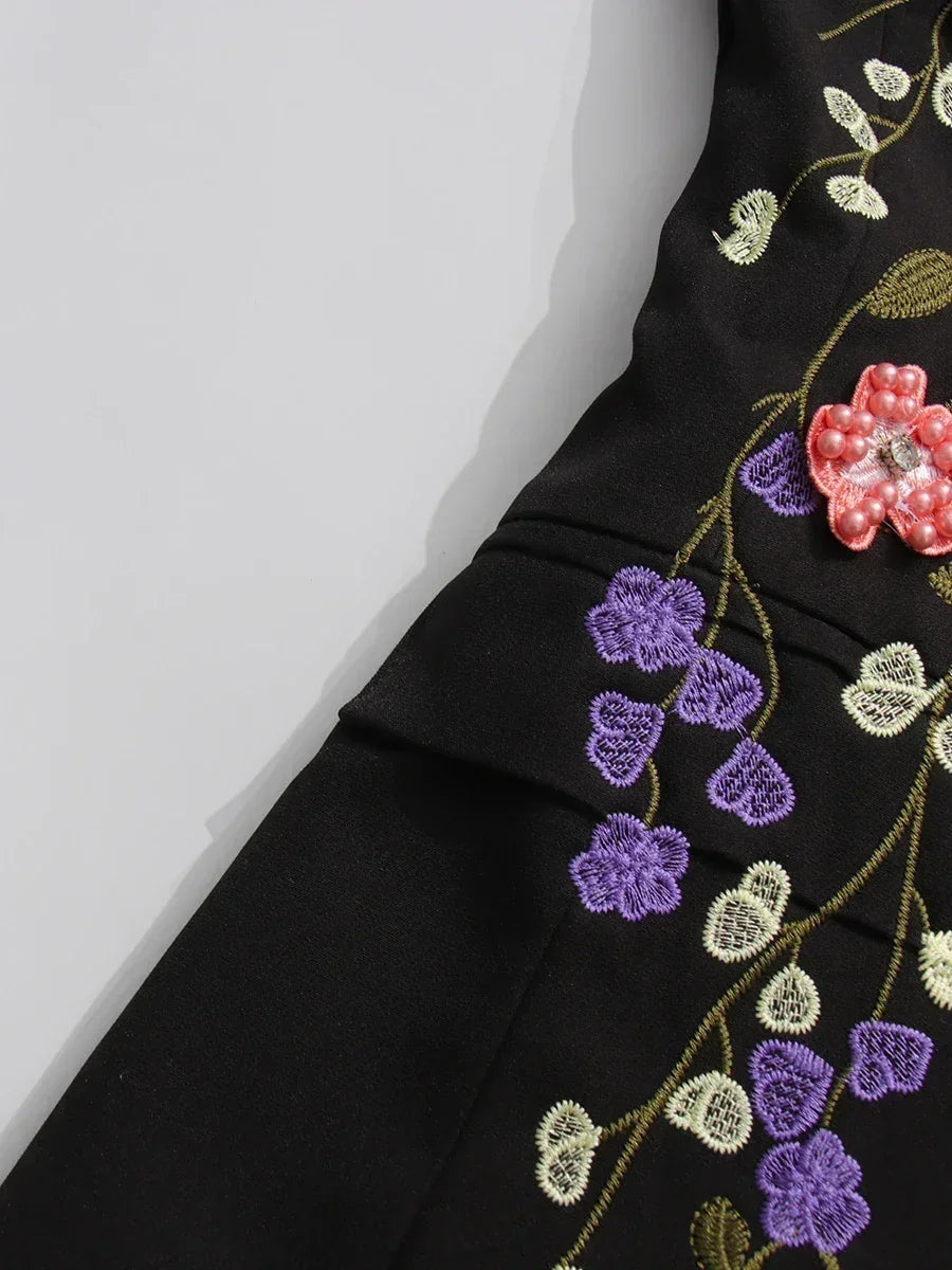 TWOTWINSTYLE Blazers tendance femme avec applications de couleur contrastée Revers Manches longues Patchwork Perles Blazer Femme de tempérament