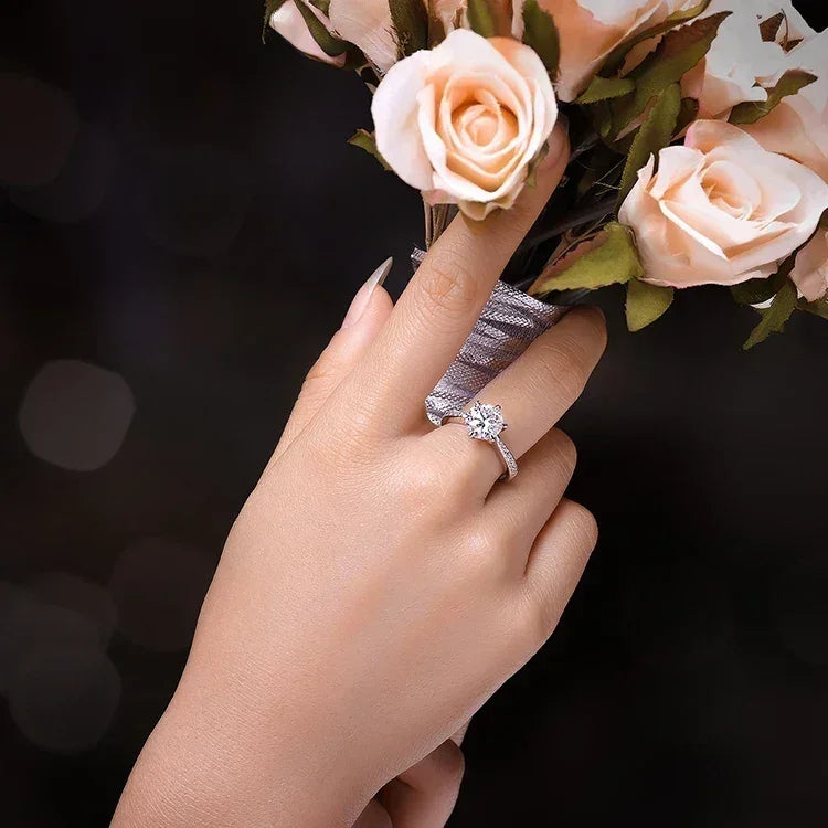 JewelryPalace Bague de fiançailles en argent sterling S925, couleur D, moissanite ronde de 0,5 carat, 1 carat, 1,5 carat, 2 carats, 3 carats pour femme