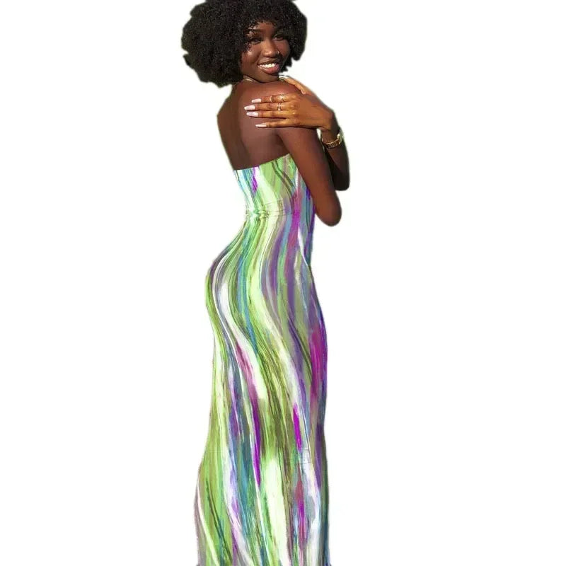 Robes de printemps et d'été pour femmes, imprimées, sans bretelles, bandage, moulantes, sexy, longue robe, nouvelle mode 2023, fête MsChuh