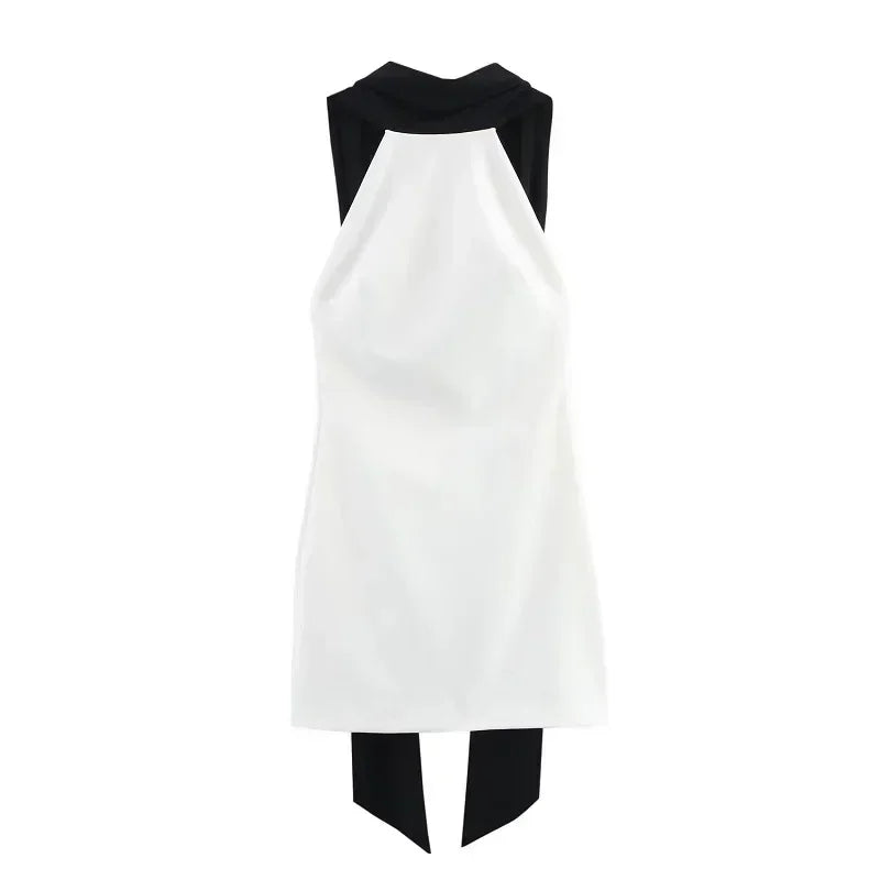 MUJER Robe Courte Blanche Dos Nu Femme Halter Robes de Soirée Élégantes pour Femmes Robe Mini Épaules Dénudées Femme Nouveautés Robes Femme