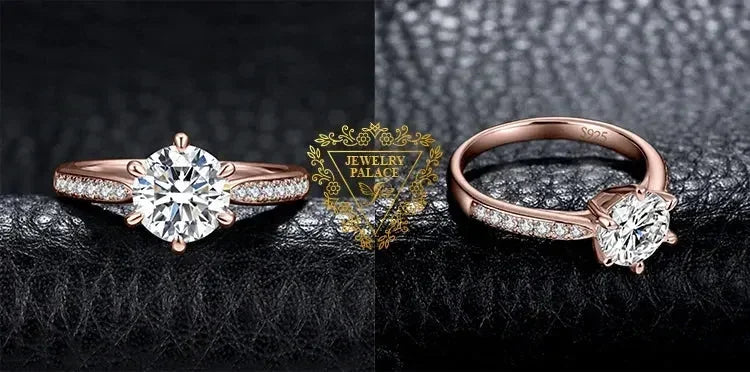 JewelryPalace Bague de fiançailles en argent sterling S925, couleur D, moissanite ronde de 0,5 carat, 1 carat, 1,5 carat, 2 carats, 3 carats pour femme