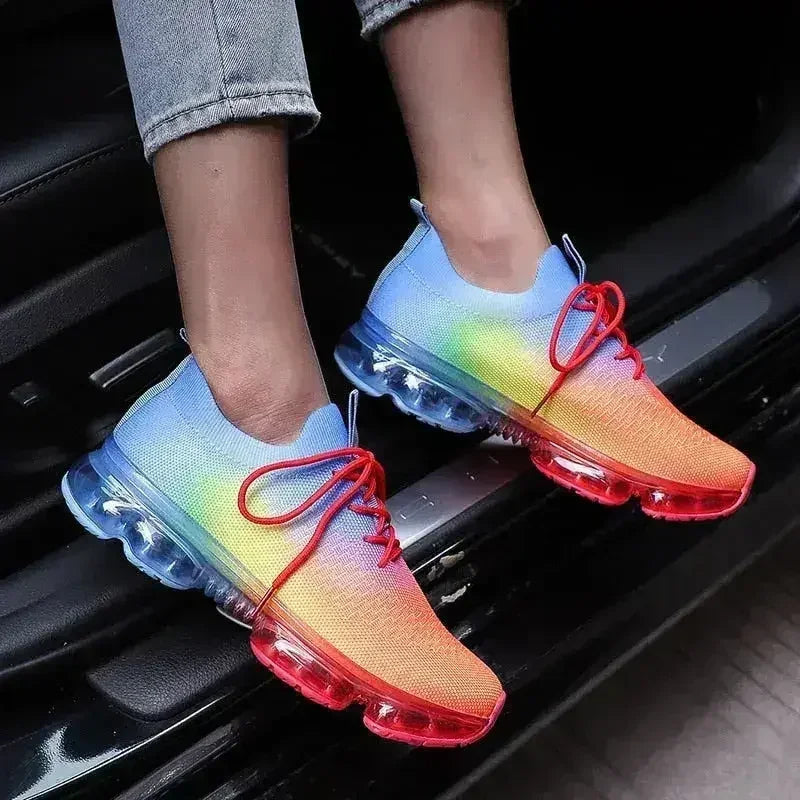 Chaussures de sport en maille respirante pour femme, baskets à lacets confortables