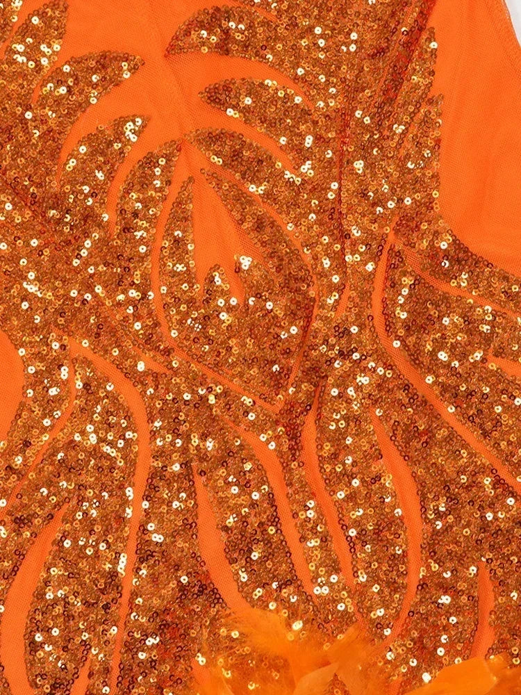 Beyprern Belle robe Glamour en maille à sequins et plumes, robe de soirée de luxe scintillante sans manches pour femme, tenues d'anniversaire