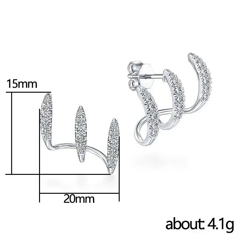 Boucles d'oreilles clous en argent sterling 925 avec cristaux, boucles d'oreilles dorées, pierre AAA, design moderne, accessoires de mode, bijoux femme 2025
