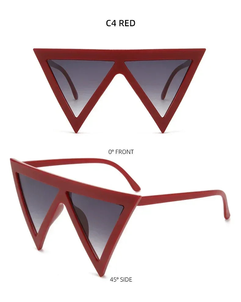 Lunettes de soleil triangulaires surdimensionnées de style punk pour femmes, grande monture 2025, marque de luxe, coupe-vent, protection UV400, pour dames
