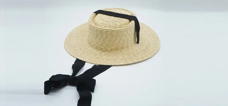 Chapeau de Paille Femme à Large Bord avec Mentonnière Chapeau de Soleil d'Été Anti-UV Chapeau de Plage avec Cordon Coupe-Vent Chapeau de Voyage UPF Derby