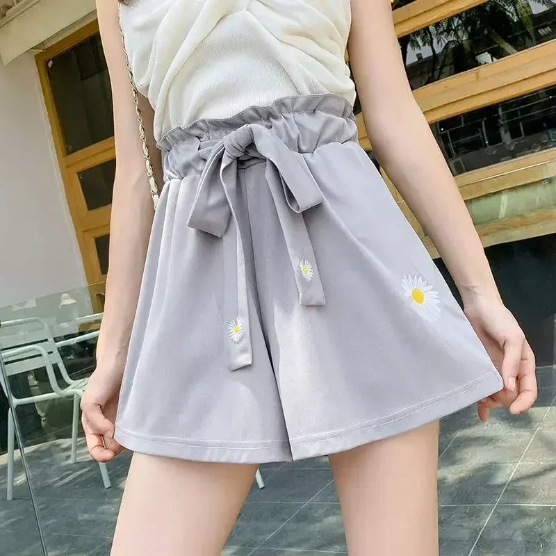 Short décontracté ample à taille haute pour femme, en tissu léger et noir, idéal pour l'été