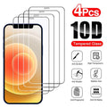 4 VERRES TREMPÉS protection intégrale pour iPhone 11 12 13 14 Pro Max protecteur d'écran pour iPhone X XR XS Max 6S 7 8 Plus 13 Mini Verre Couverture Bord à Bord Ultra Transparent Anti-Poussière Dureté 9H