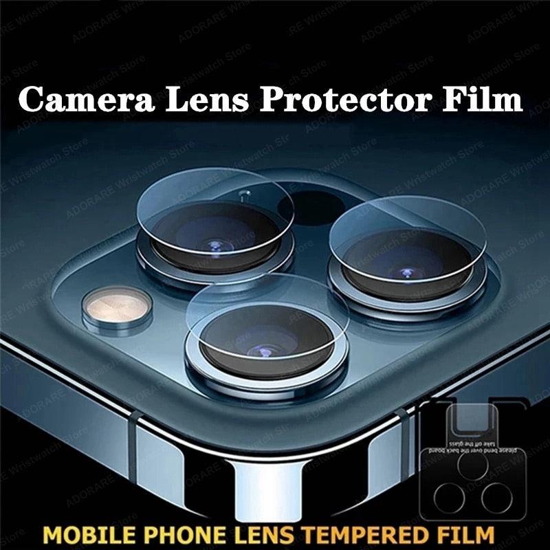 Lot de 3 verres de protection d'objectif pour iPhone 14 Pro Max 13 12 11 Pro Max, protection d'objectif d'appareil photo pour iPhone 13 12 14 Plus 14 Pro, verre trempé de qualité supérieure, film circulaire.