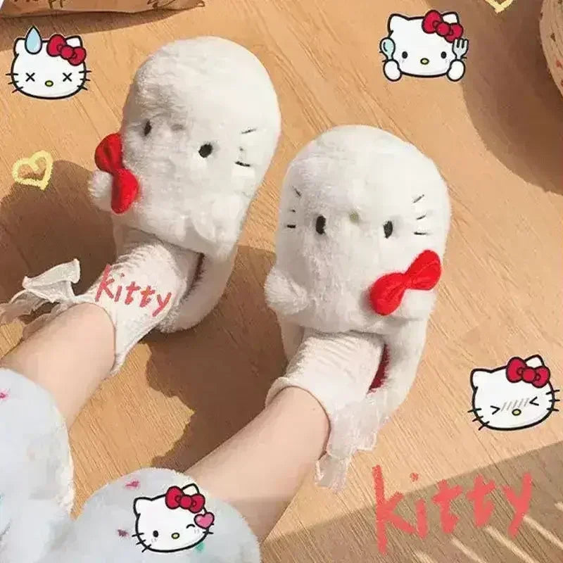 Chaussons en peluche Sanrio Hellokitty