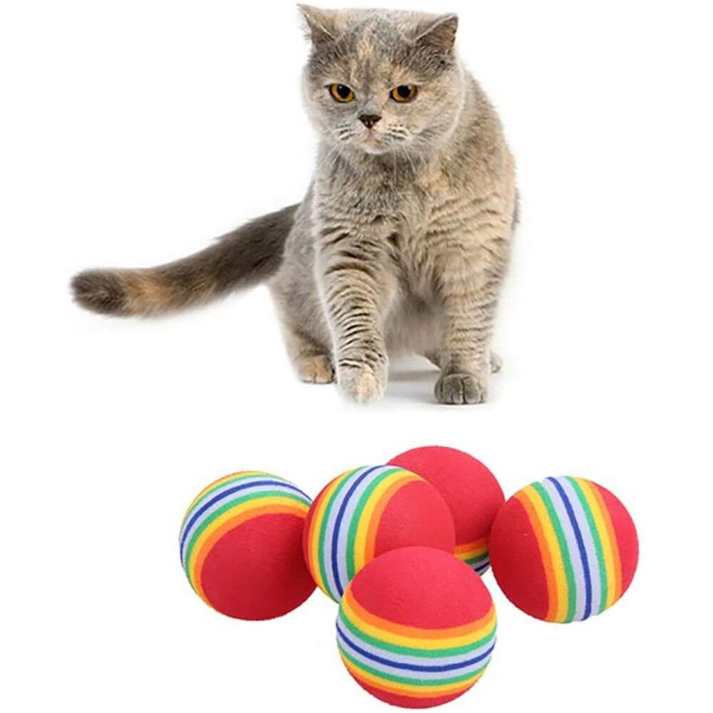 Jouet interactif pour chat, balles arc-en-ciel amusantes pour chatons, jouets amusants pour animaux de compagnie en matériau sûr, jouet créatif pour chat, balle élastique pour animal de compagnie.