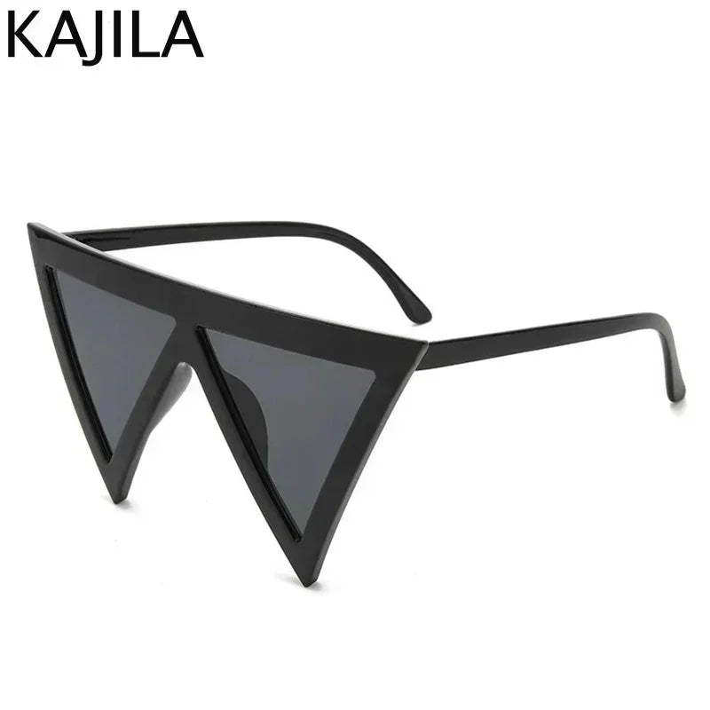 Lunettes de soleil triangulaires surdimensionnées de style punk pour femmes, grande monture 2025, marque de luxe, coupe-vent, protection UV400, pour dames