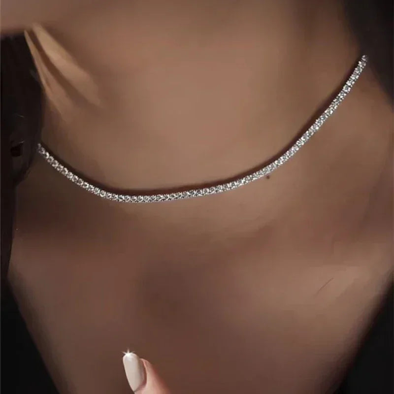 Nouveau collier ras du cou chaîne S925 en argent sterling hip-hop avec pendentifs CZ complets pour femmes, bijoux fins de luxe en zircon cubique AAA, accessoires courts