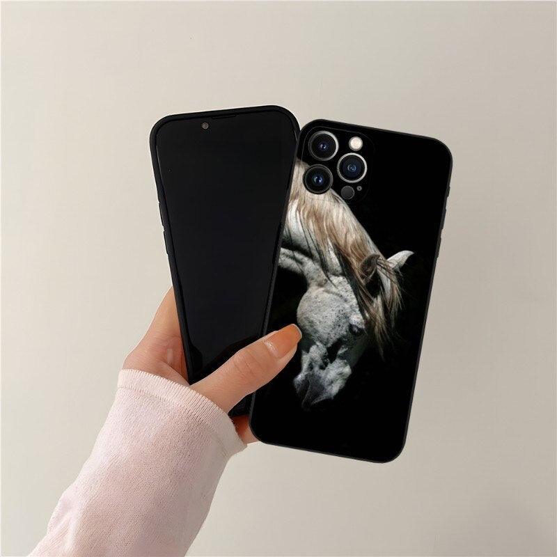 Coque Cool Cheval Animal pour Filles Garçons Femmes Hommes, Étui Unique Tendance Bumper Coque de Téléphone pour Iphone 13promax 11 14 12 Pro Max Mini Xr X Xs 7 8 6 6s Plus
