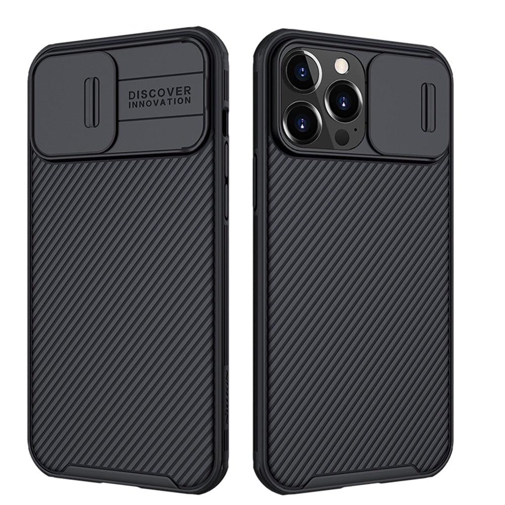 Coque de protection d'appareil photo unique pour iPhone 14 Pro Max / pour iPhone 13 Pro avec couvercle coulissant de protection d'appareil photo Coque rigide 12 mini Coque de protection mince et antichoc avec couvercle coulissant d'appareil photo