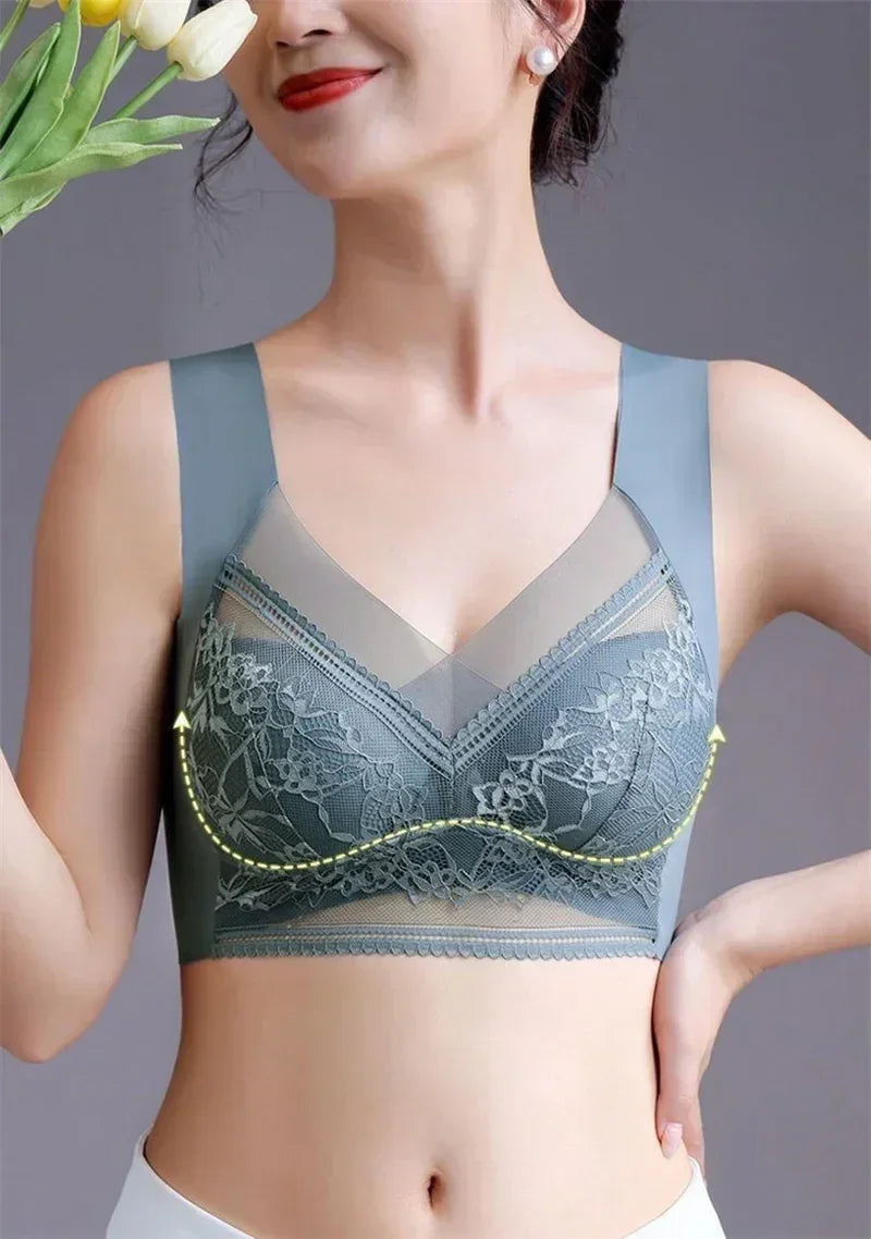 Soutien-gorge Grande Taille Femme L-5XL, Push-Up, Soie Glacée Sans Couture, Bralette Dentelle Sans Armature, Soutien-Gorge d'Été Grande Taille, Lingerie, Sous-vêtement 15019