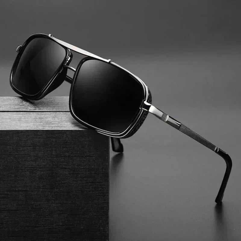 Nouvelles lunettes de soleil Punk Nouvelles lunettes de soleil aviateur carrées UV400 à double faisceau pour hommes