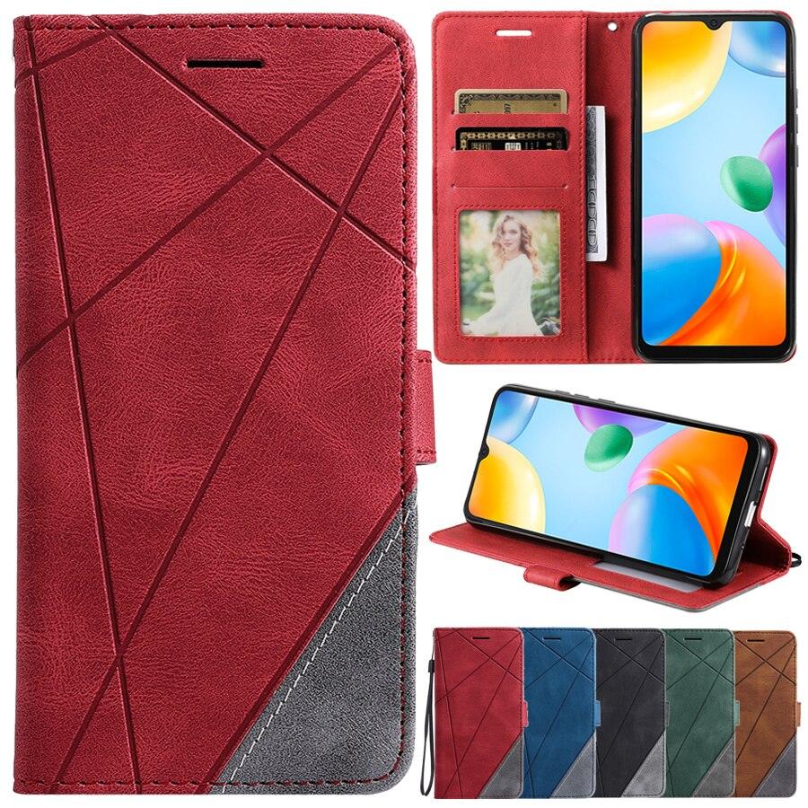 Étui portefeuille en cuir à rabat pour Xiaomi Redmi 10 10A 10C 9 9A 9C 9T Note 11S 11 Pro 10S 10 Pro 9 Pro 8T 7 Poco X4 GT M4 Pro F4 11T Étui portefeuille à rabat avec fermeture magnétique, fentes pour cartes et dragonne, étui de protection