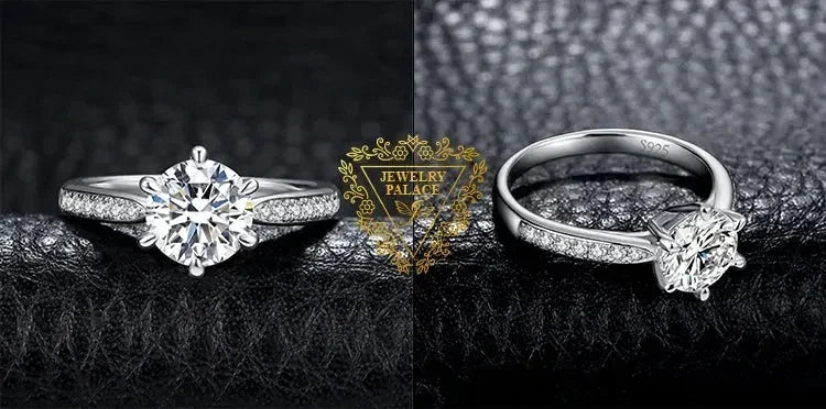 JewelryPalace Bague de fiançailles en argent sterling S925, couleur D, moissanite ronde de 0,5 carat, 1 carat, 1,5 carat, 2 carats, 3 carats pour femme