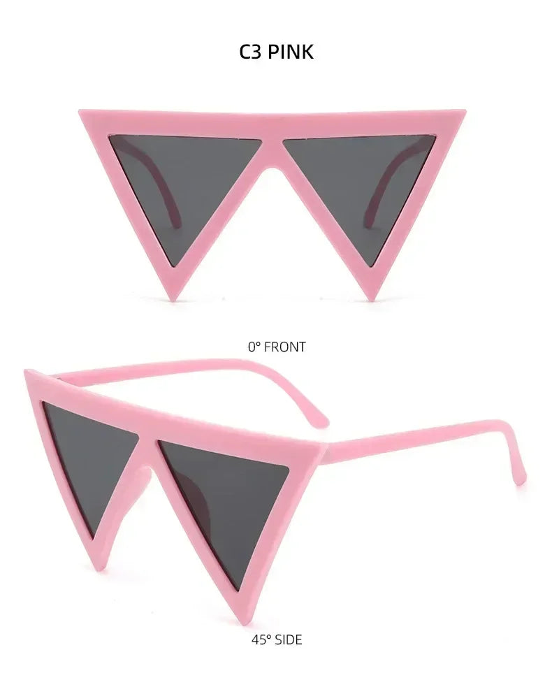 Lunettes de soleil triangulaires surdimensionnées de style punk pour femmes, grande monture 2025, marque de luxe, coupe-vent, protection UV400, pour dames