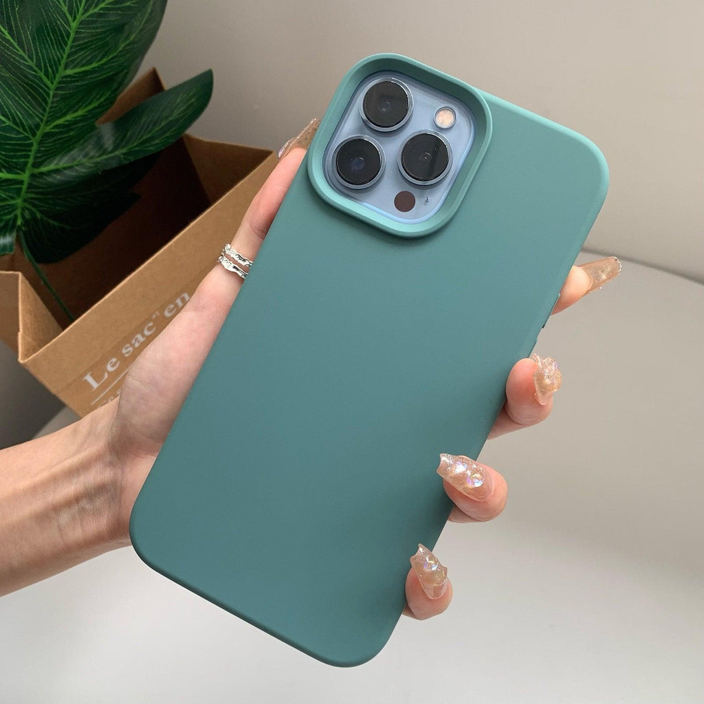 Coque de téléphone de base en caoutchouc souple et épais en silicone pour iPhone 14 13 Pro Max Coque de téléphone de luxe en silicone pour iPhone Coque de protection d'appareil photo classique de couleur unie