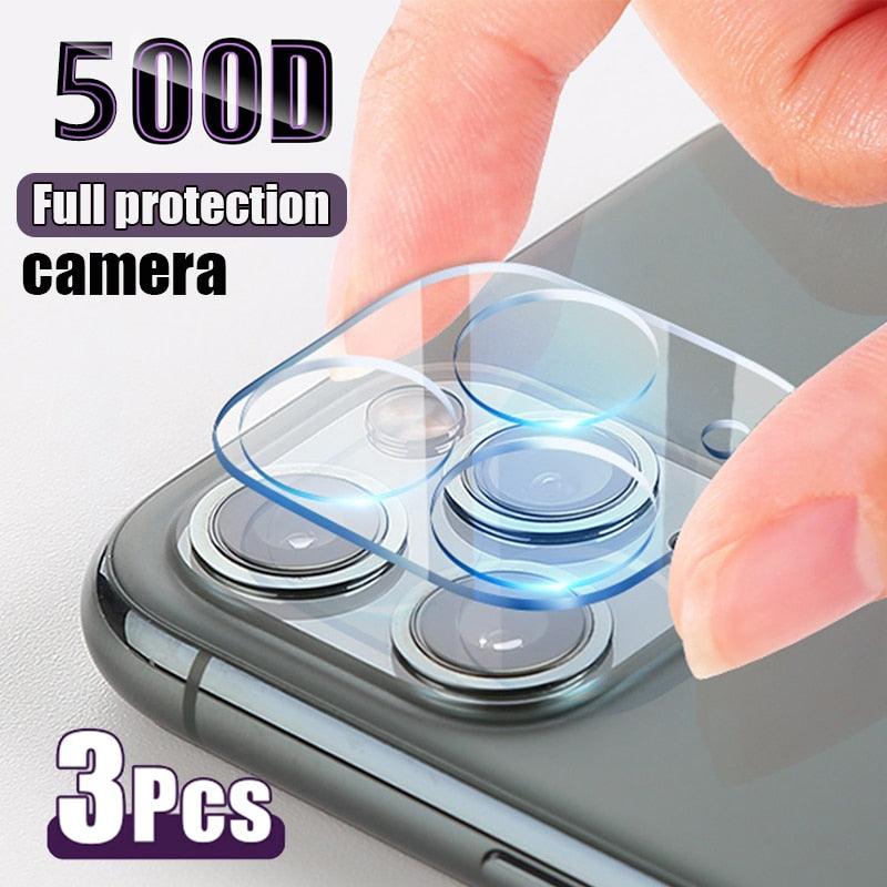 3 protections d'objectif d'appareil photo en 1 pour iPhone 13 11 12 14 Pro Max, couverture complète HD, protection d'appareil photo pour iPhone 14 Plus 13 12 Mini, lot de verres de protection d'appareil photo pour iPhone
