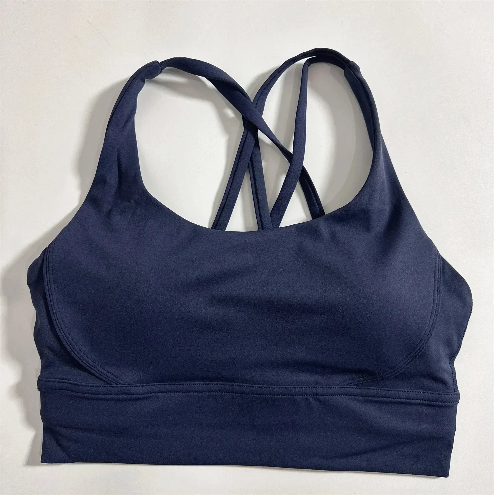 Soutien-gorge de sport uni pour femme, doux, haute résistance, haut moulant d'entraînement complet, gym, yoga, avec coussinets de poitrine