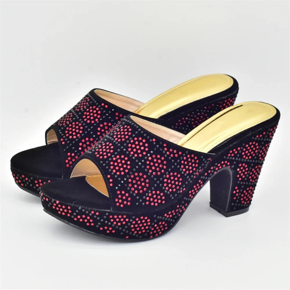 Ensemble assorti chaussures et sac italiens avec strass
