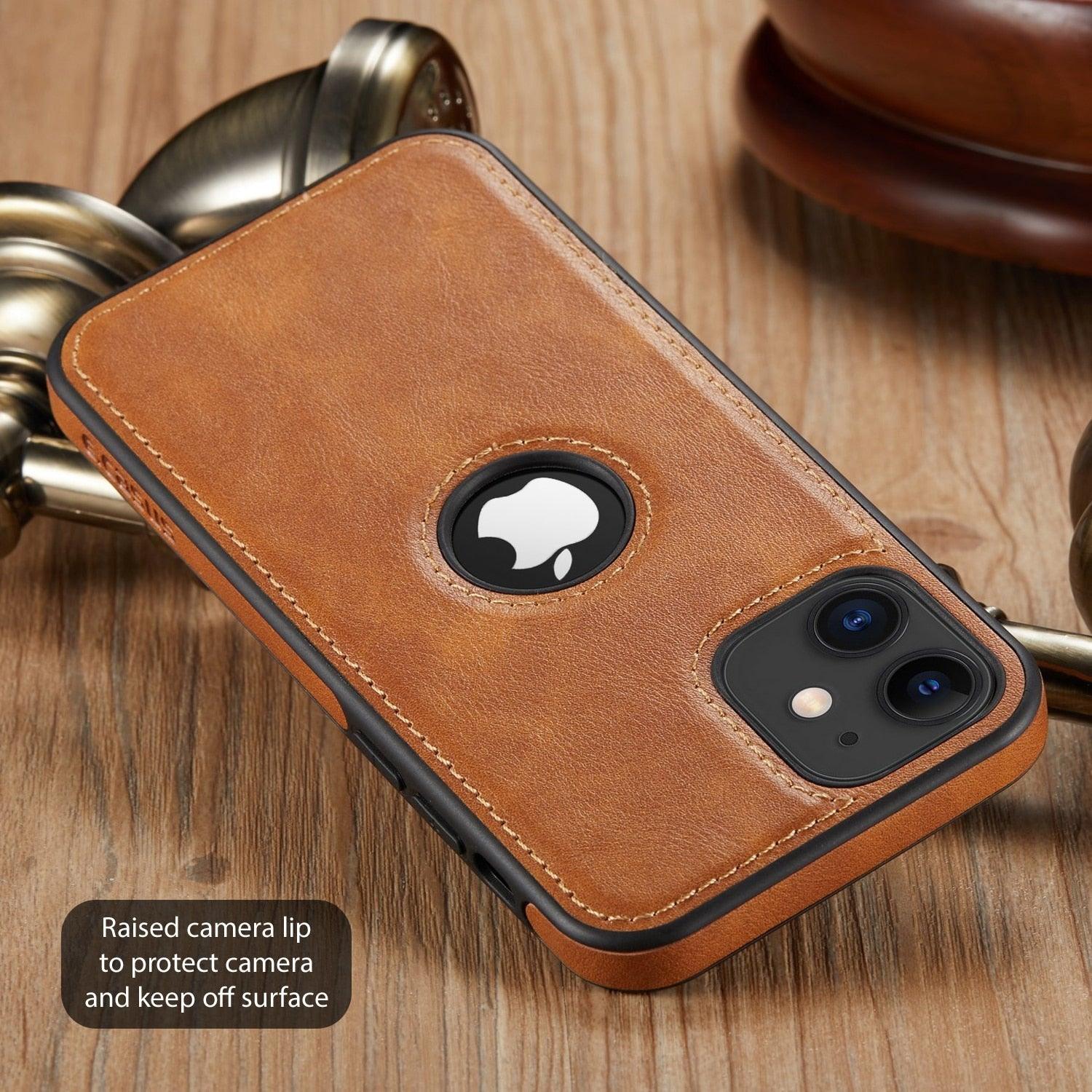 Coque de téléphone en cuir PU de luxe pour iPhone 14 Pro Max 13 Pro Max 11 12 Pro Max XR XS Max X 7 Plus, étui en cuir mince, coque arrière compatible avec iPhone 13 Pro, étui de téléphone mince en cuir classique, luxe élégant