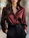 Chemise boutonnée à revers pour femme printemps-automne