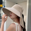 Nouveau chapeau de soleil queue de cheval avec grand bord visière protection cou femme chapeau de pêcheur chapeau d'extérieur