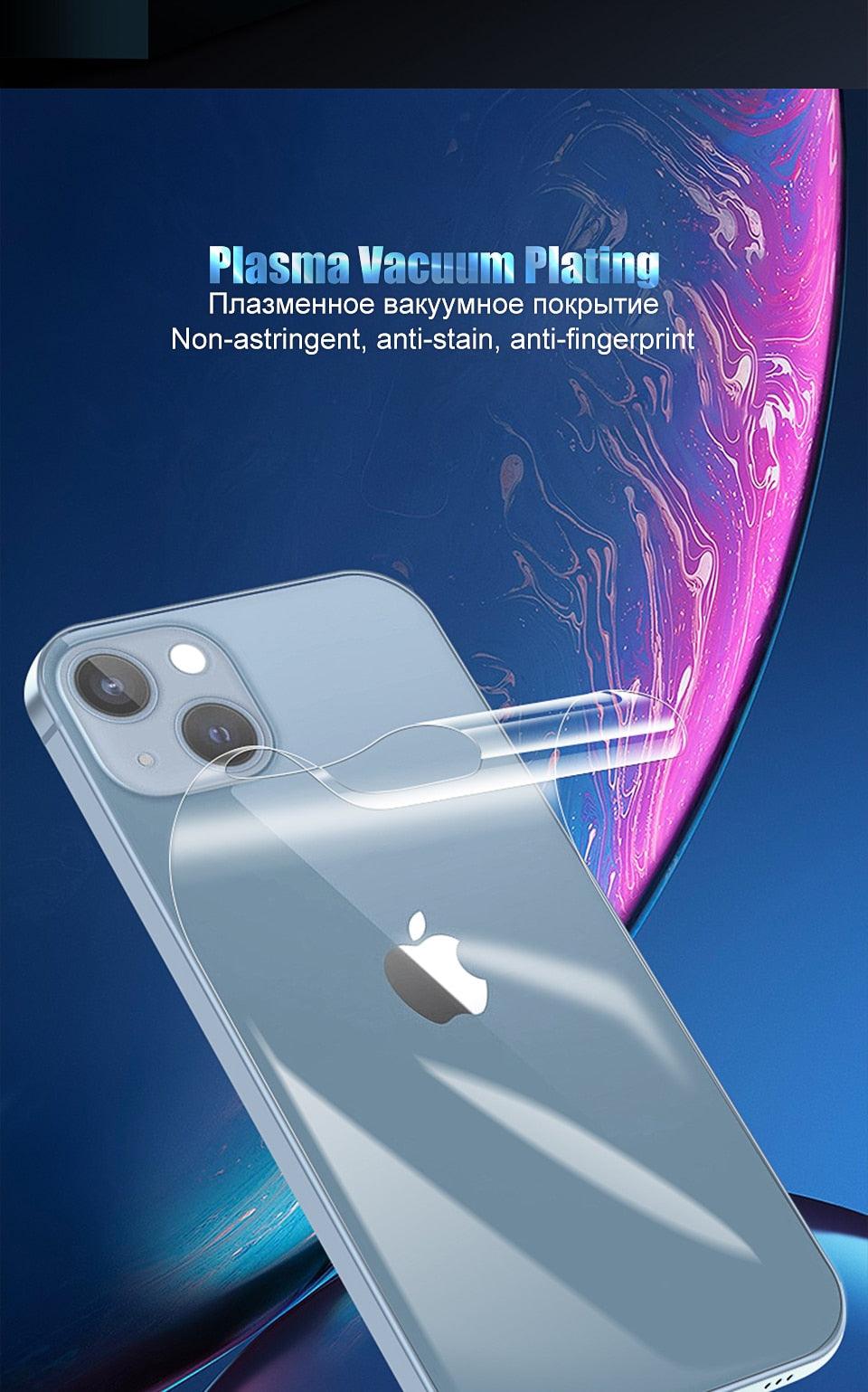 Film arrière de protection intégrale pour iPhone 14 13 11 12 Pro MAX Mini, protecteur d'écran XR X XS Max 7 8 6S Plus SE Accessoires, film arrière antichoc de protection d'écran intégrale