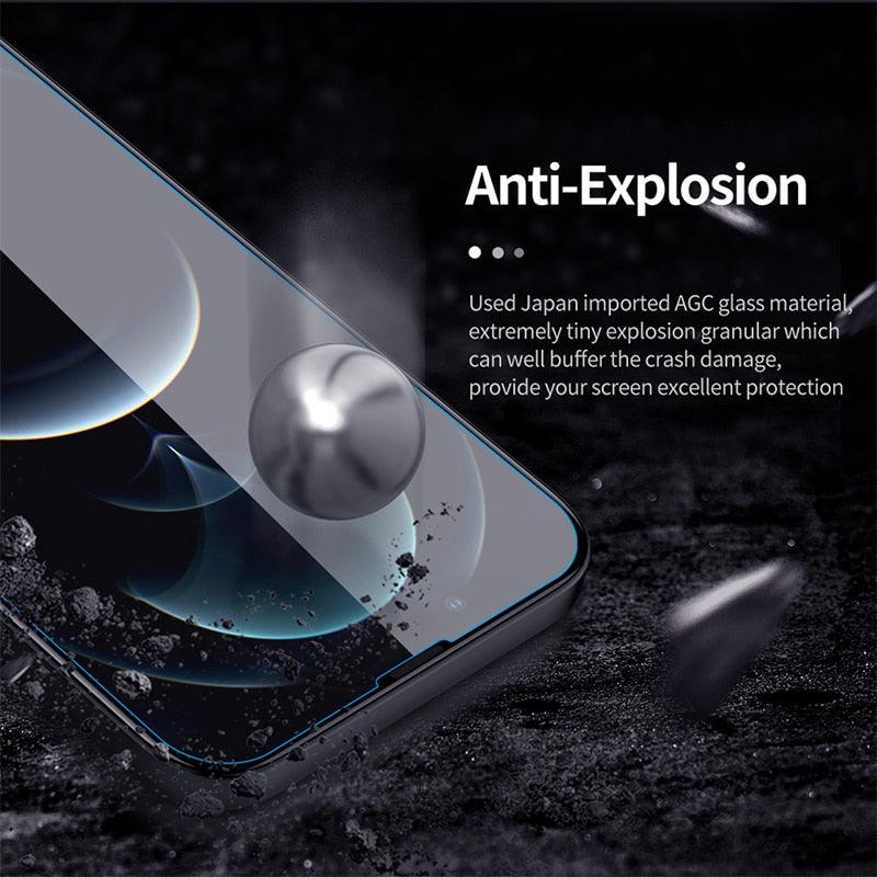 4 Films de protection en verre trempé pour iPhone 11 12 13 14 Pro XR X XS Max Protecteur d'écran pour iPhone 12 Pro Max Mini 7 8 6 6S Plus SE Verre trempé Installation facile du cadre Film de protection HD ultra-mince