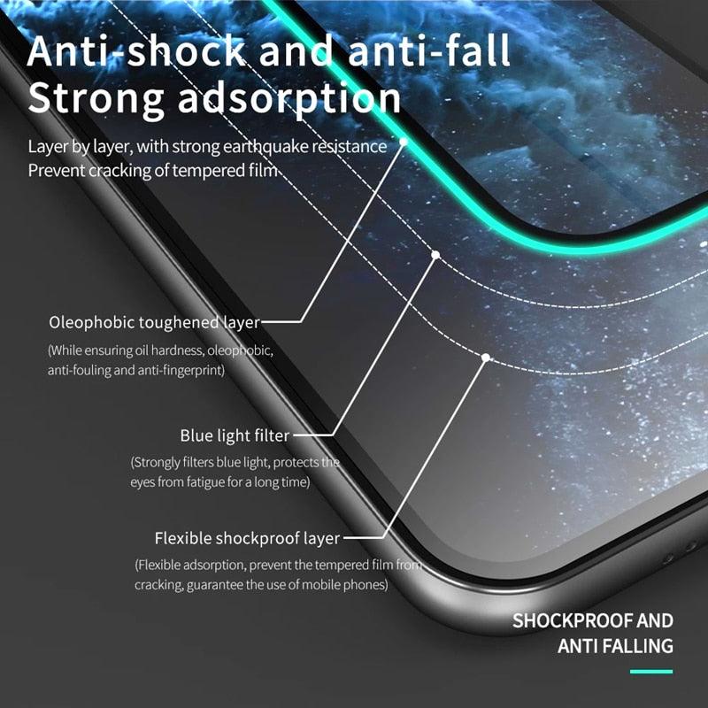 3 pièces protecteurs d'écran lumineux pour iPhone 14 11 Pro Max 12 Mini XR X XS, verre trempé lumineux pour iPhone 13 Pro Max 8 7 Plus, protecteur d'écran en verre trempé compatible avec iPhone