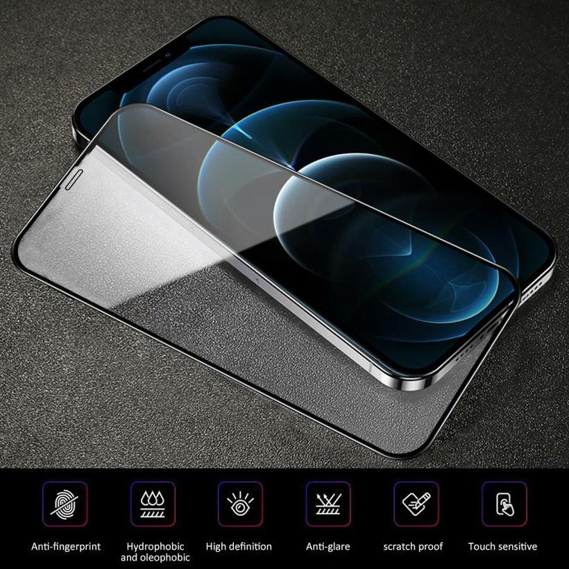 Verre de protection intégral 9D pour iPhone 12 X XS XR 6 6S 7 8 Plus Film trempé iPhone 14 11 13 Pro Max Protecteur d'écran en verre Protection incassable Installation facile Sans bulles Film protecteur transparent comme du cristal
