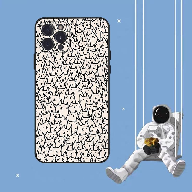 Coque de Téléphone Chat Mignon Art Pour Iphone 8 7 6 6s Plus X Se 2020 Xr Xs 14 11 12 13 Mini Pro Max Coque de Téléphone Portable Housse de Protection Souple Transparente Compatible Pour Iphone