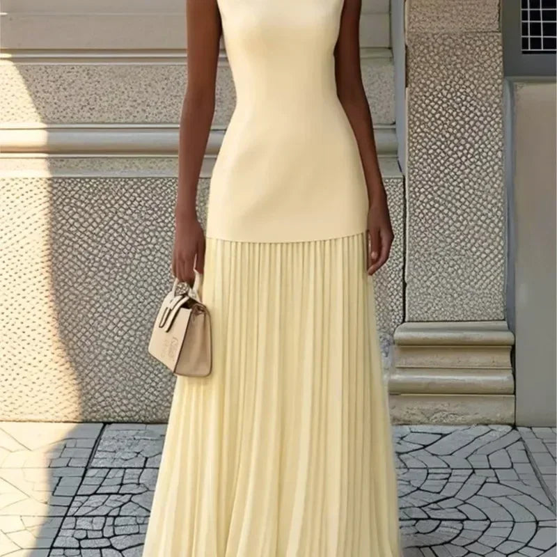 Robe de soirée longue sans bretelles pour femme, élégante robe de mariée, décontractée, ample, plissée, longue, élégante